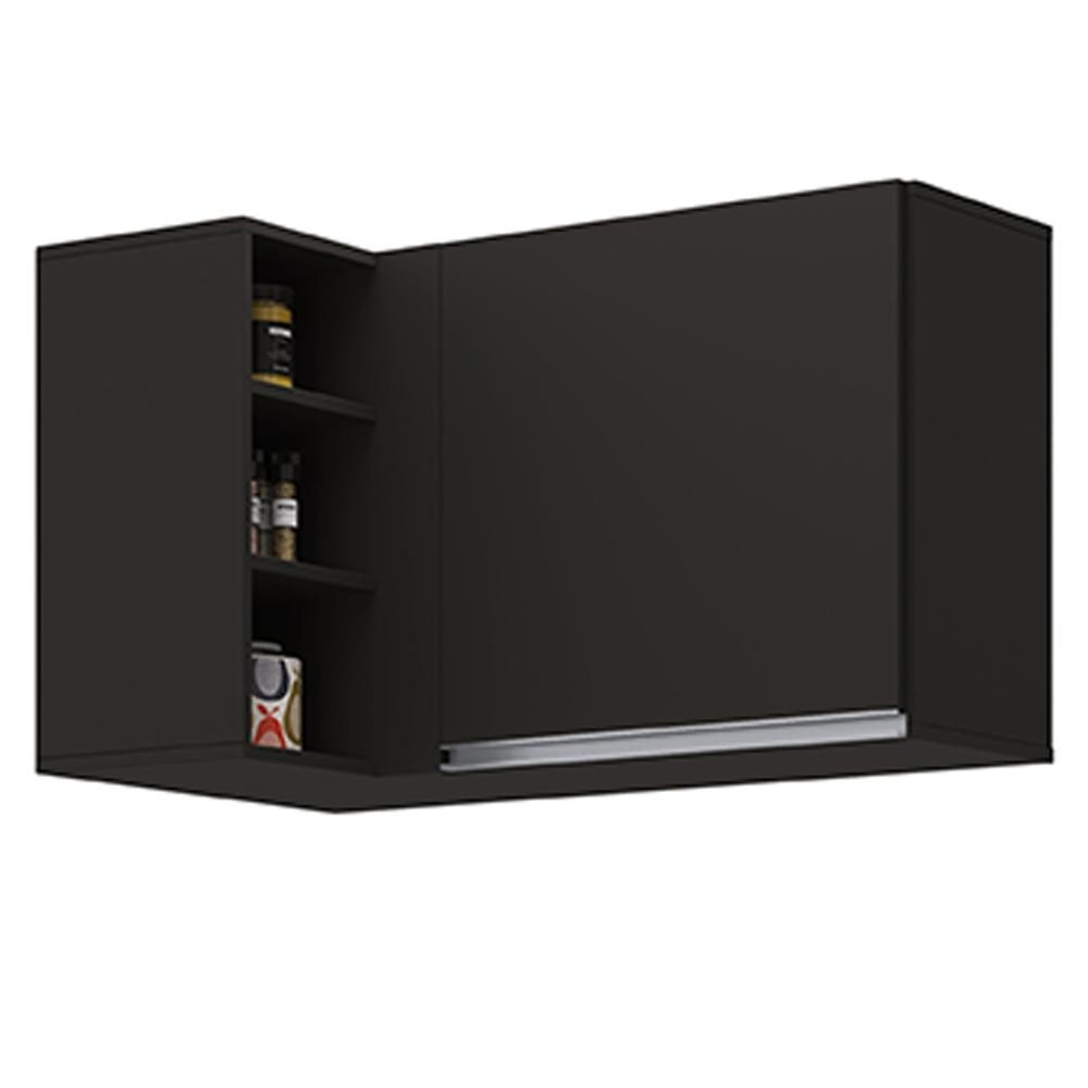 Armário Aéreo de Canto Reto Com Nicho Adega Austin Preto - Lumil em Oferta na Shopee