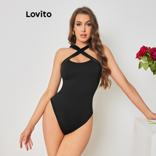 Lovito Casual Body Feminino Liso Cruzado com Costas Abertas LBL08320
