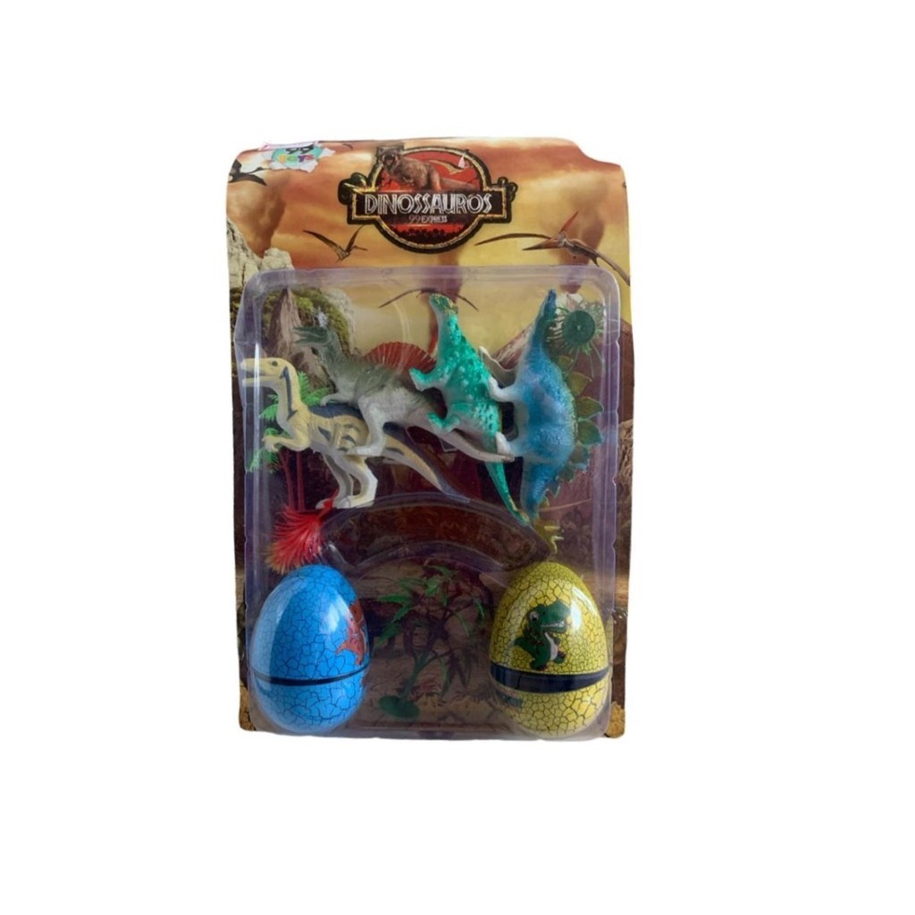 Brinquedo Dinossauro Colorido 4 Dinos + 2 Ovos Surpresa