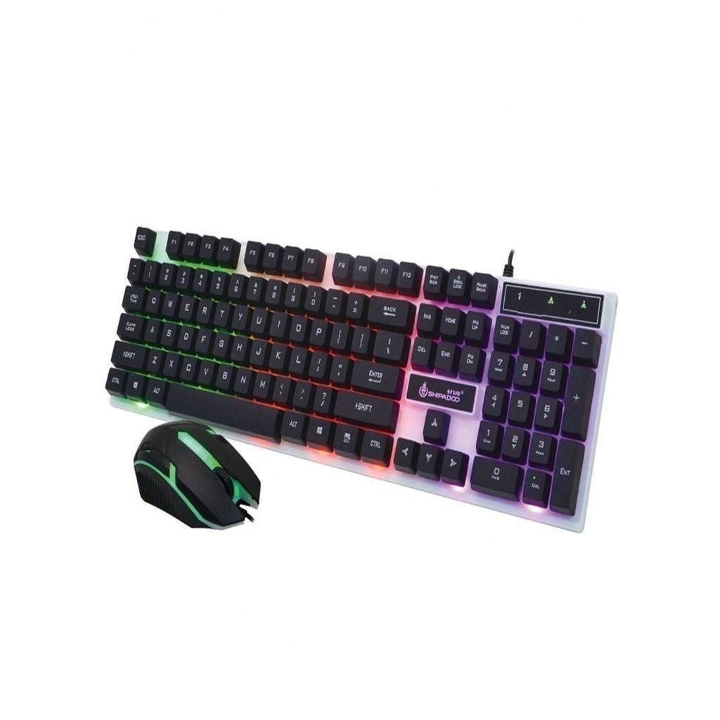 Kit Gamer Teclado Semi Mecânico + Mouse 1200dpi Usb Rgb Iluminado Jogos Ps