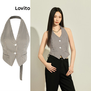 Lovito Casual Blusa Feminina Gingham com Botão L73AD151