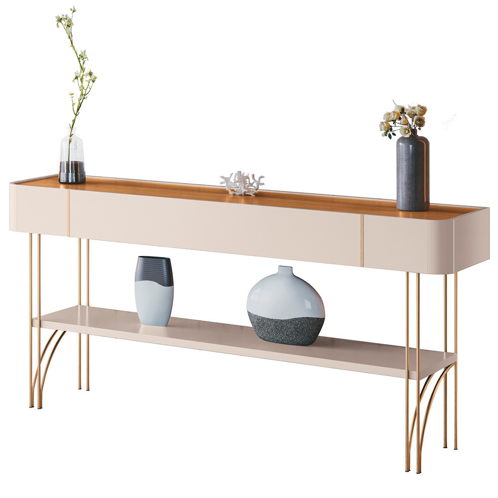 Aparador Decorativo Industrial Sala de Estar Jantar La Vie B01 Off White Cinamomo - Lyam D...