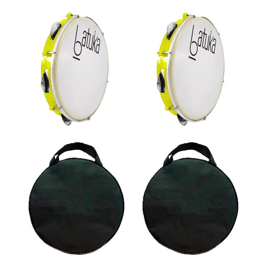 Kit 2 Pandeiros Luen 10 Pele Leitosa Batuka Abs + Capa