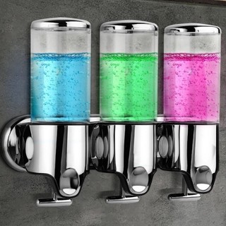 Dispensador Manual de Sabonete Líquido/Shampoo/Multifuncional Suporte Parede prateado com ...