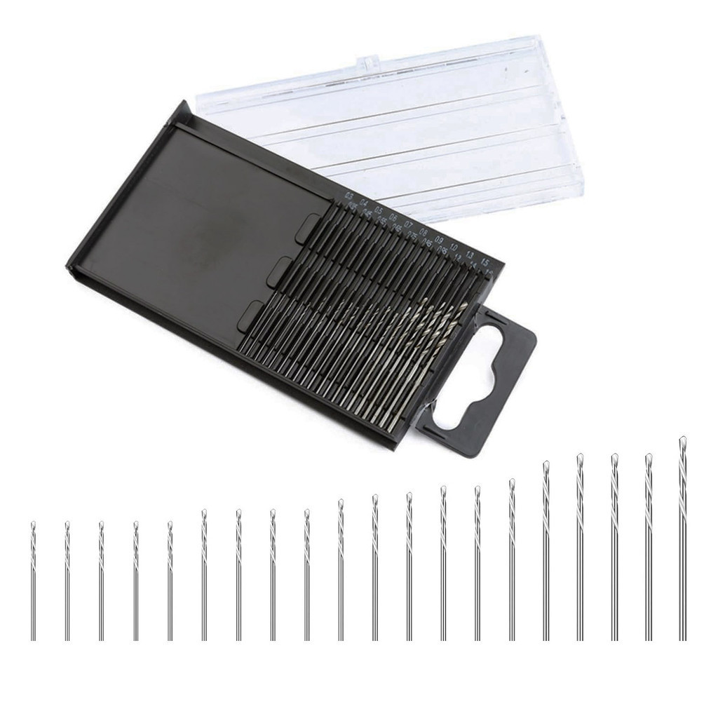 Kit 20 Mini Brocas de Precisão HSS 0.3 a 1.6mm para Micro Retíficas Dremax