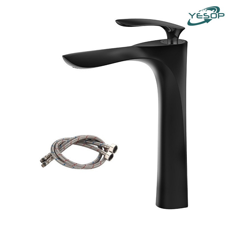 Torneira Monocomando Bica Alta Banheiro Fosco Preto 30cm Yesop em Oferta na Shopee