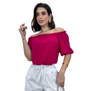 Blusinha Ciganinha Feminina Ombro A Ombro Manga Curta Versátil Com Elástico Blusa Cigana Mãe Delicada em Oferta na Shopee
