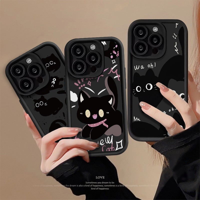 Capinha Capa de silicone Anti-impacto Adamantium Gatinho fofo para iPhone 11 12 13 14 15 16 pro max plus case em Oferta na Shopee