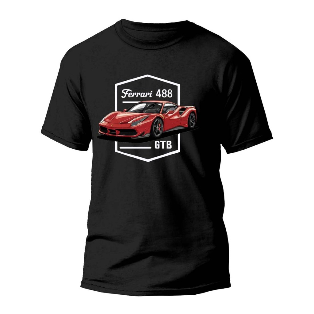 Camiseta Algodão Estampada Especial Carro Ferrari 488 REF1360