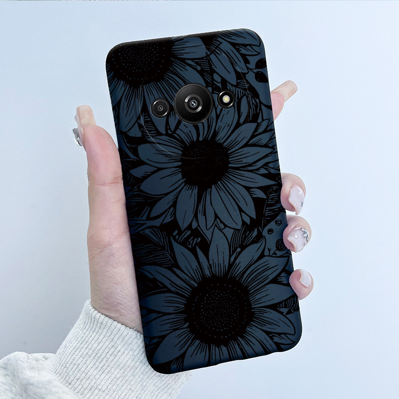 Para Xiaomi Redmi A3 A3X Poco C61 Flor Bonita Labu Impressão Caixa Do Telefone RedmiA3 A 3 4G 2024 Doce Cor Macio Silico - detalhe