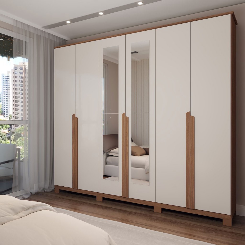 Guarda-Roupa Casal Calábria 6 Portas 6 Gavetas Espelho - Home & Living
