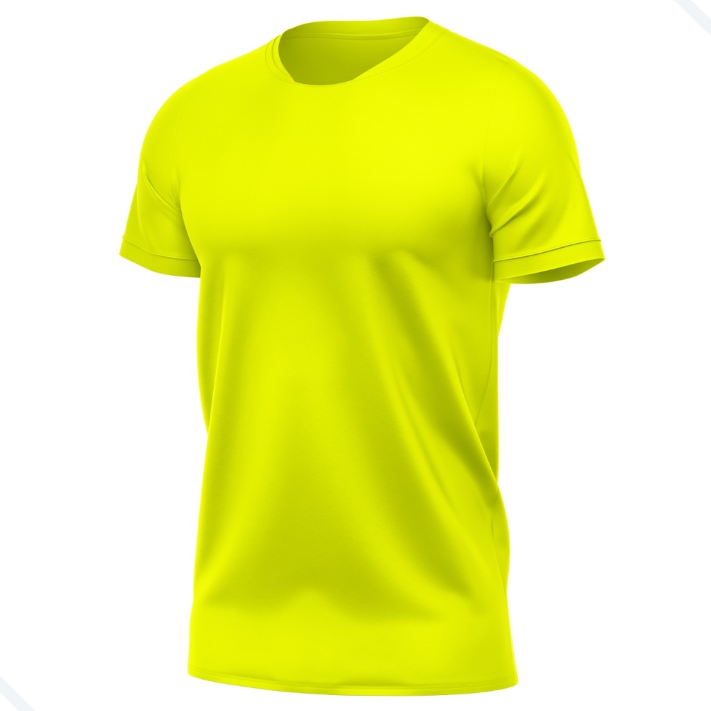 Camiseta Poliéster DryFit Masculina Lisa Academia Corrida Casual Esportes Confortável AMARELO NEON