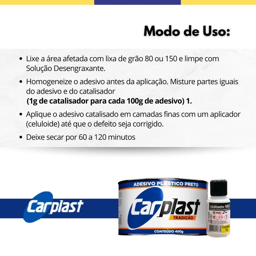 Detalhes do Massa Plastica Carplast 400g Branco