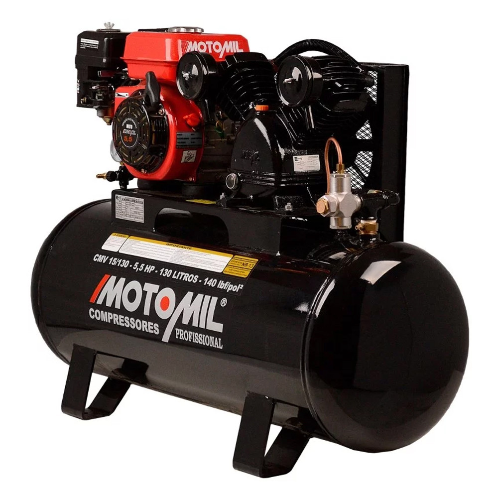 Compressor de Ar a Gasolina 5,5 Hp Cmv 15 / 130 Litros - Motomil em Oferta na Shopee