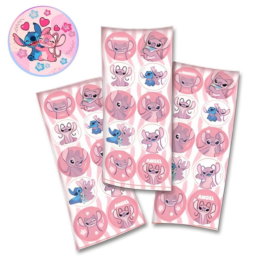 30~120 ADESIVO ANGEL STITCH ROSA FESTA REDONDO FESTCOLOR em Oferta na Shopee