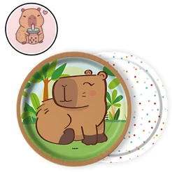 8~40 PRATO FESTA CAPIVARA DE PAPEL 18 CM FESTCOLOR (CHOCO)