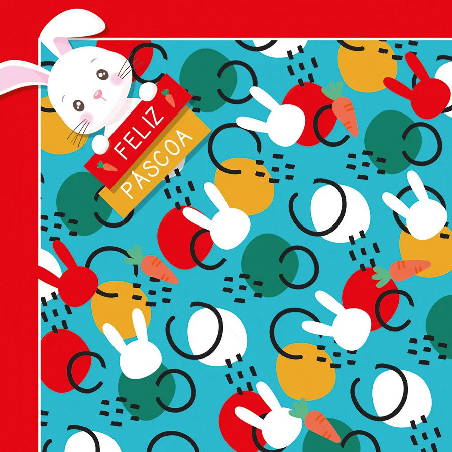 Saco Express 44x44cm para Ovos de 500g a 750g - Chuva de Alegria Turquesa - 5 unidades - Cromus - Rizzo Distri