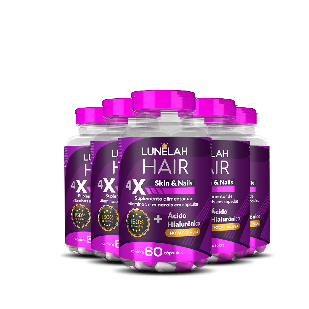 5X LUNELAH CABELO PELE E UNHAS + ACIDO HIALURONICO 60CAPS