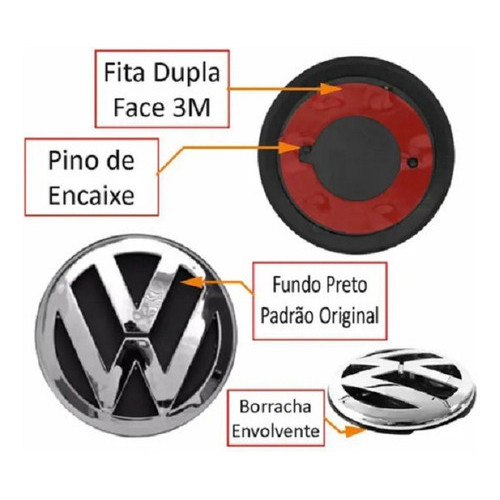 Detalhes do Emblema Tras. Porta Malas Logo Vw Gol G2 Bola 95 96 97 98 99