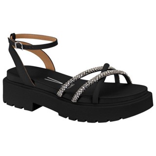 Sandália Papete Plataforma Tratorada Feminina Strass Brilho Vizzano ORIGINAL - 6499.108