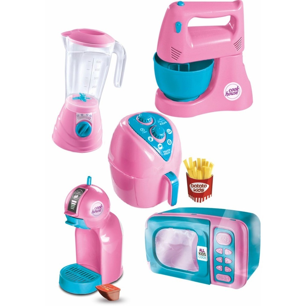 Brinquedos de Cozinha Infantil Air Fryer Batedeira Cafeteira Micro Ondas Liquidificador Kit Princesa — R$ 65,90 em Shopee