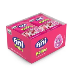 Mini Beijos de Morango com 12 pacotes de 15g cada - Fini