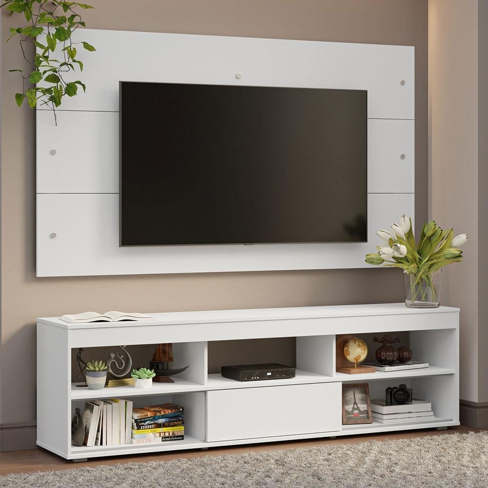 Rack com Painel para TV até 65 Polegadas Branco Orlando Madesa em Oferta na Shopee