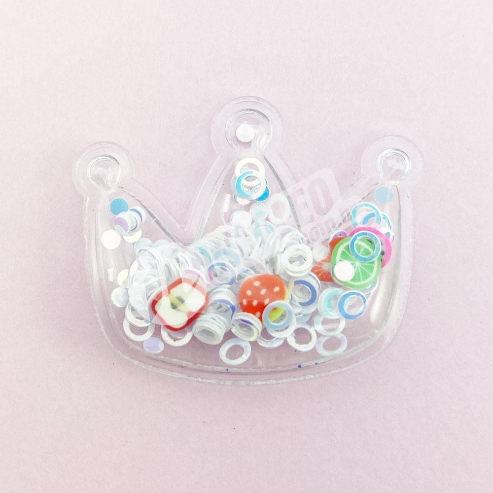 Aplique Coroa Transparente C/ Lantejoulas 4x3cm - 2 unidades