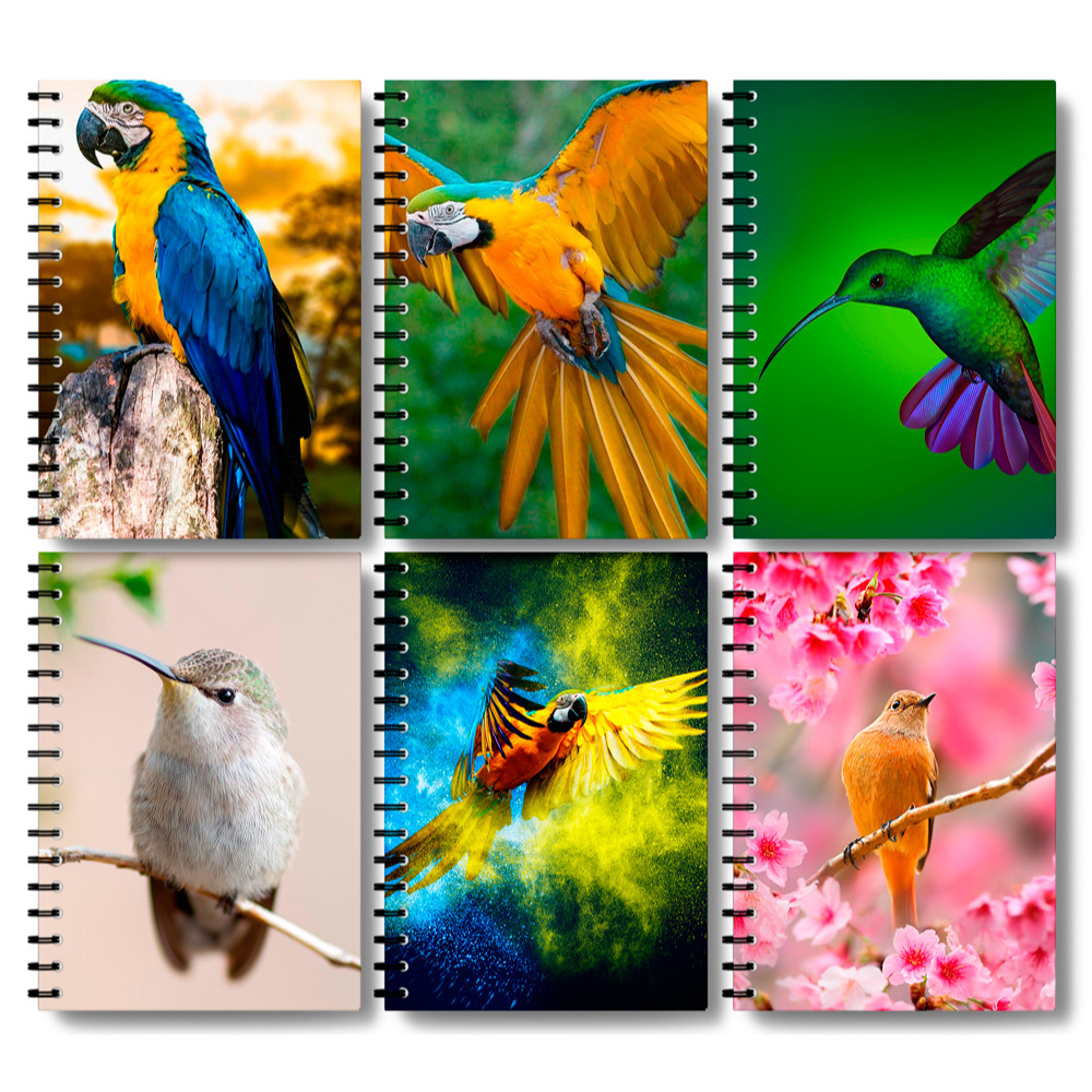 Adesivos Personalizado Capa para Caderno Aves [ 01-06 ] Passaros Passarinho Jardim Gaiola Canto Avicultura