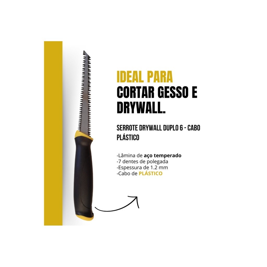 Serrote De Ponta Dupla Cabo Em Plástico 6" Drywall Gesso