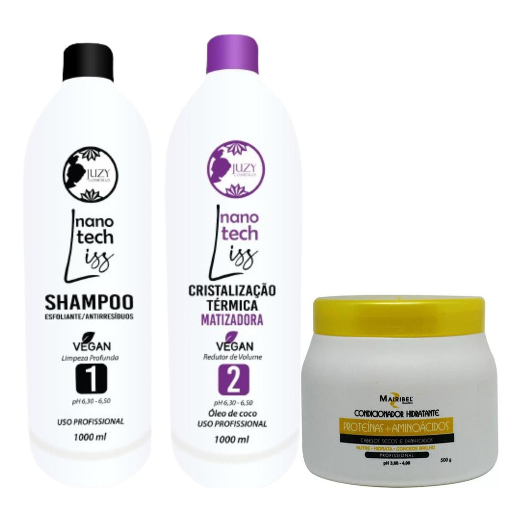 Kit Ativo Cristalização Matizadora Juzy 1l + Mascara Aminoacidos 500g Mairibel