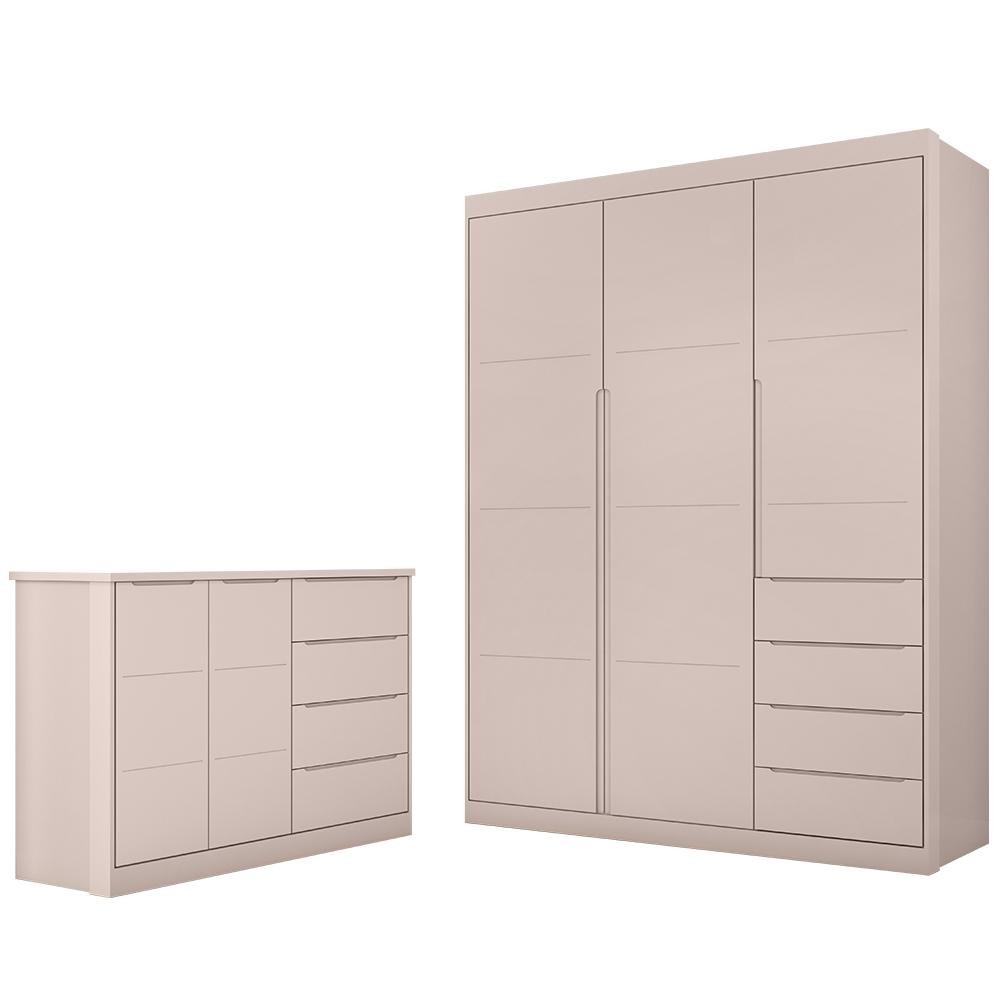 Jogo de Quarto Infantil Guarda Roupa 2 Portas e Cômoda 4 Gavetas Lua P04 Rose - Mpozenato em Oferta na Shopee