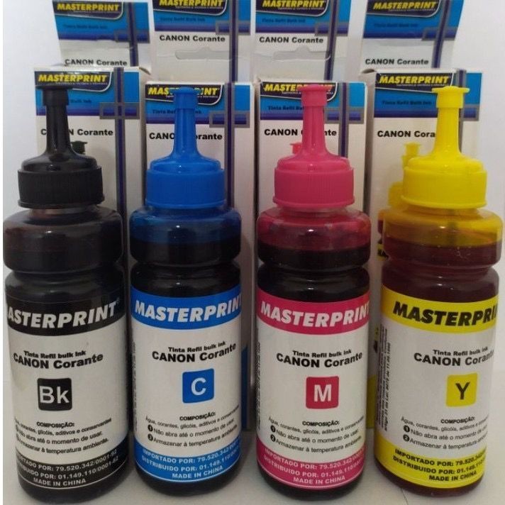 4 Refil de Tinta para impressora Canon - Masterprint G1100 G2100 G3100 G1110 G2110 G3102 G4110