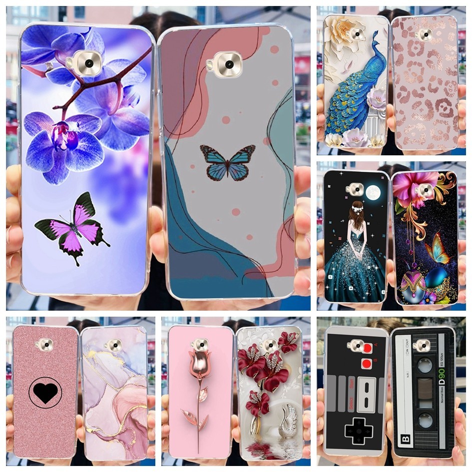 Para Asus ZenFone 4 Selfie ZD553KL X00LD Caixa De Silicone Macia De 5,5 Polegadas Tampa Traseira Popular Butterfly Flower Transparente
