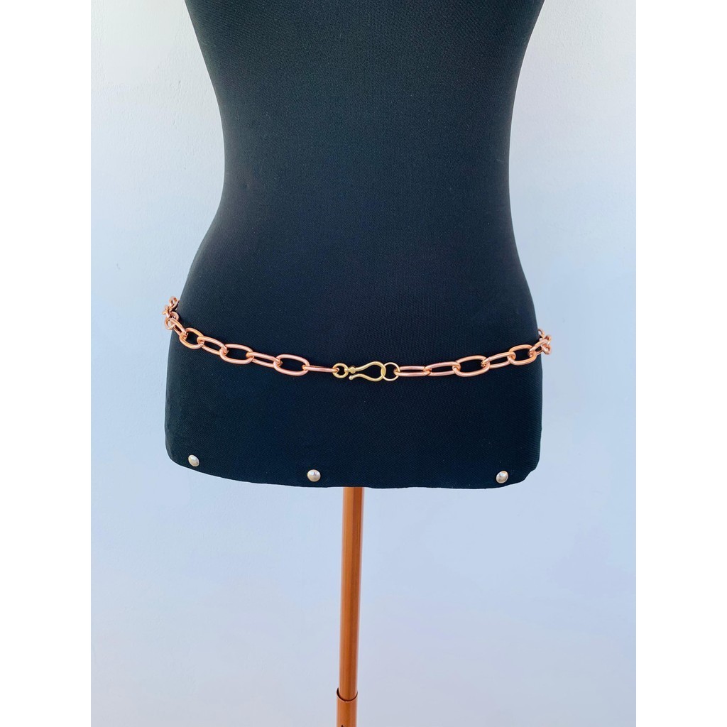 Cinto corporal bodychain elo banhado Champagne fecho frontal