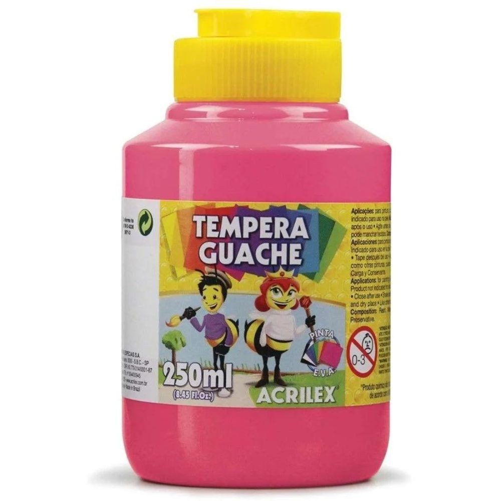 Tinta Tempera Guache Acrilex 250ml Rosa