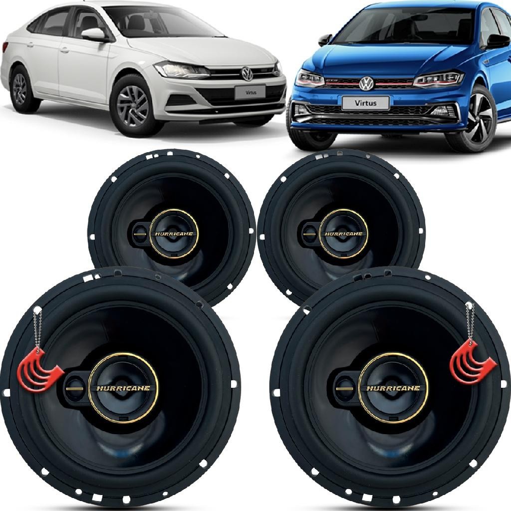 Kit Alto Falantes Dianteiros e Traseiros Volkswagen Virtus 2017 até 2022 - Hurricane Aurum 480w - Spare Parts and Accessories for Vehicles