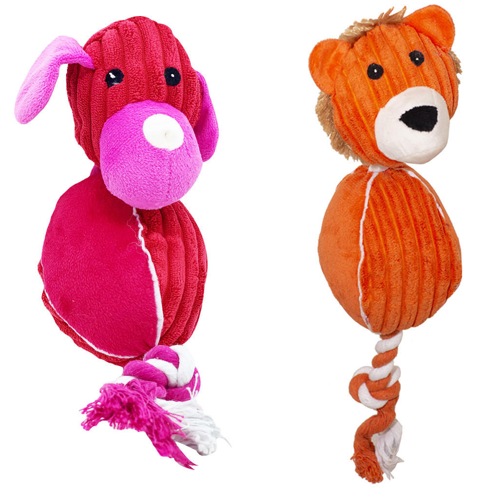 Brinquedo Pelúcia Cachorro Leão Corda Com Apito e Corda Savana Pet
