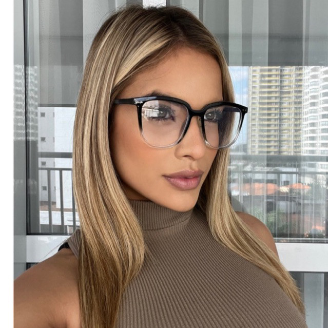 armação De Oculos com filtro azul anti blue feminino bicolor