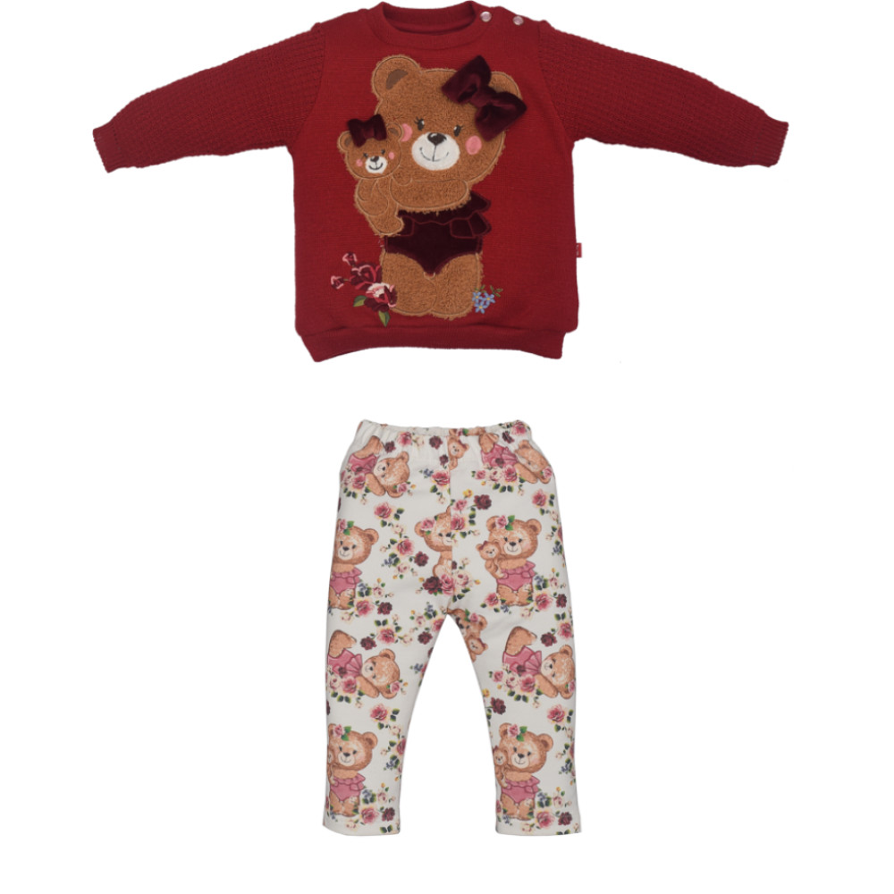 Conjunto Bebê Menina Longo Vermelho Inverno Beatriz Ursinha