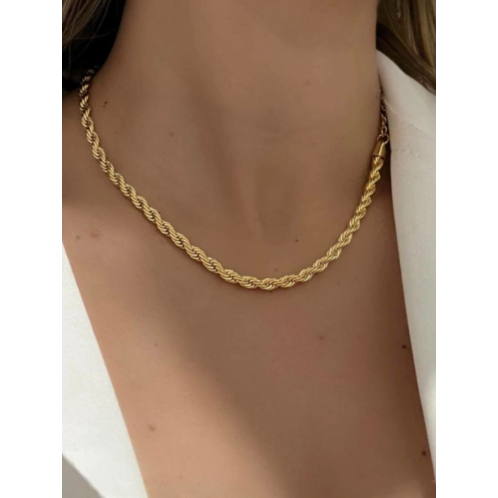 Colar Feminino Cordão Baiano Banhado Dourado Antialérgico Aço inox 11 rn