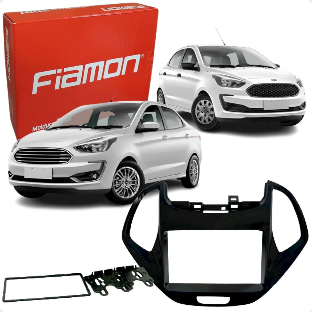 Moldura Painel Multimidia 2Din Preto Ka Hatch Sedan 2019 2020 2021 Novo Original Fiamon