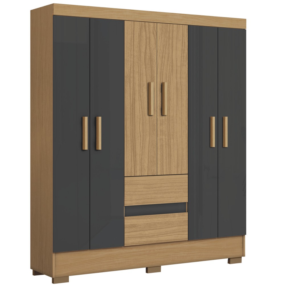 Guarda Roupas Casal 6 Portas 2 Gavetas Coimbra Aramóveis - Home & Living