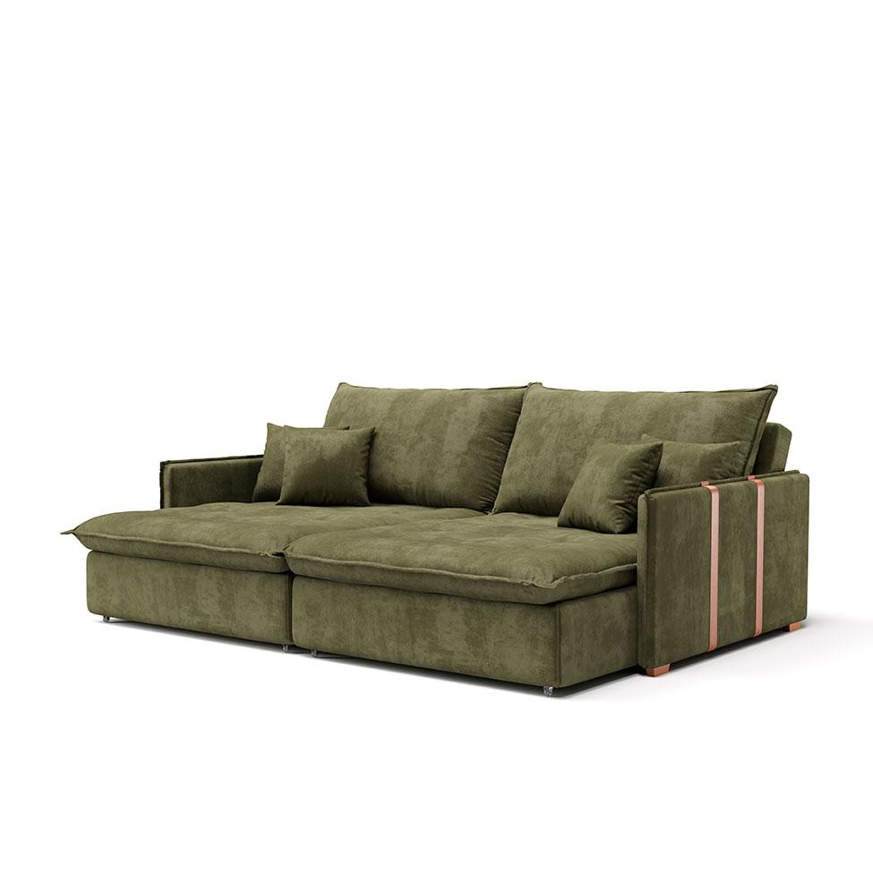 Sofá Retrátil Sem Caixa 3 lugares Solomons Velosuede Verde - Home & Living