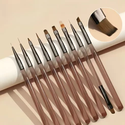 Kit 9 Pincéis Para Arte De Unhas Conjunto De Ferramentas Desenho De Polimento De Gel