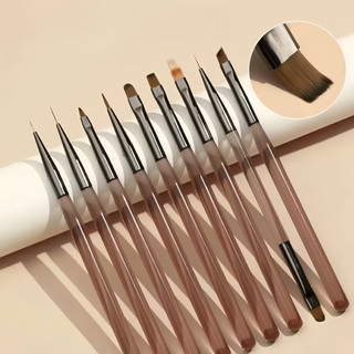 Kit 9 Pincéis Para Arte De Unhas Conjunto De Ferramentas Desenho De Polimento De Gel