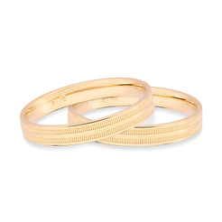 Par De Aliança Rommanel Com Frisos Banhado Ouro 3mm - 513534