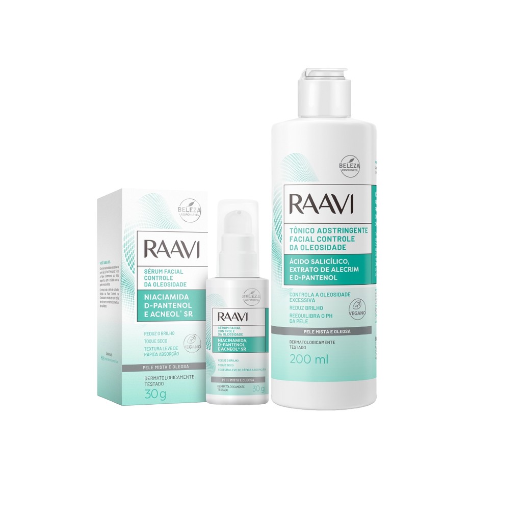 Kit Tônico Antioleosidade E Sérum Facial Hidratação Raavi