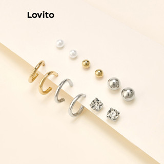 Lovito Conjunto Casual De Brincos De Strass Simples Para Mulheres LCS02027