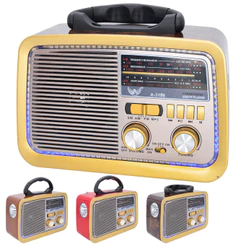 Rádio Retrô AMFm Cartão Memória Auxiliar Madeira USB Vintage